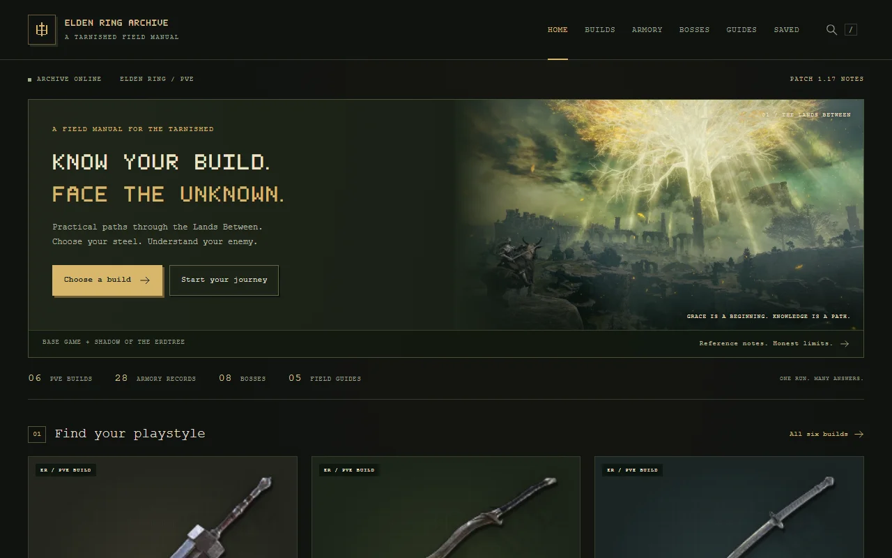Elden Ring Archive homepage